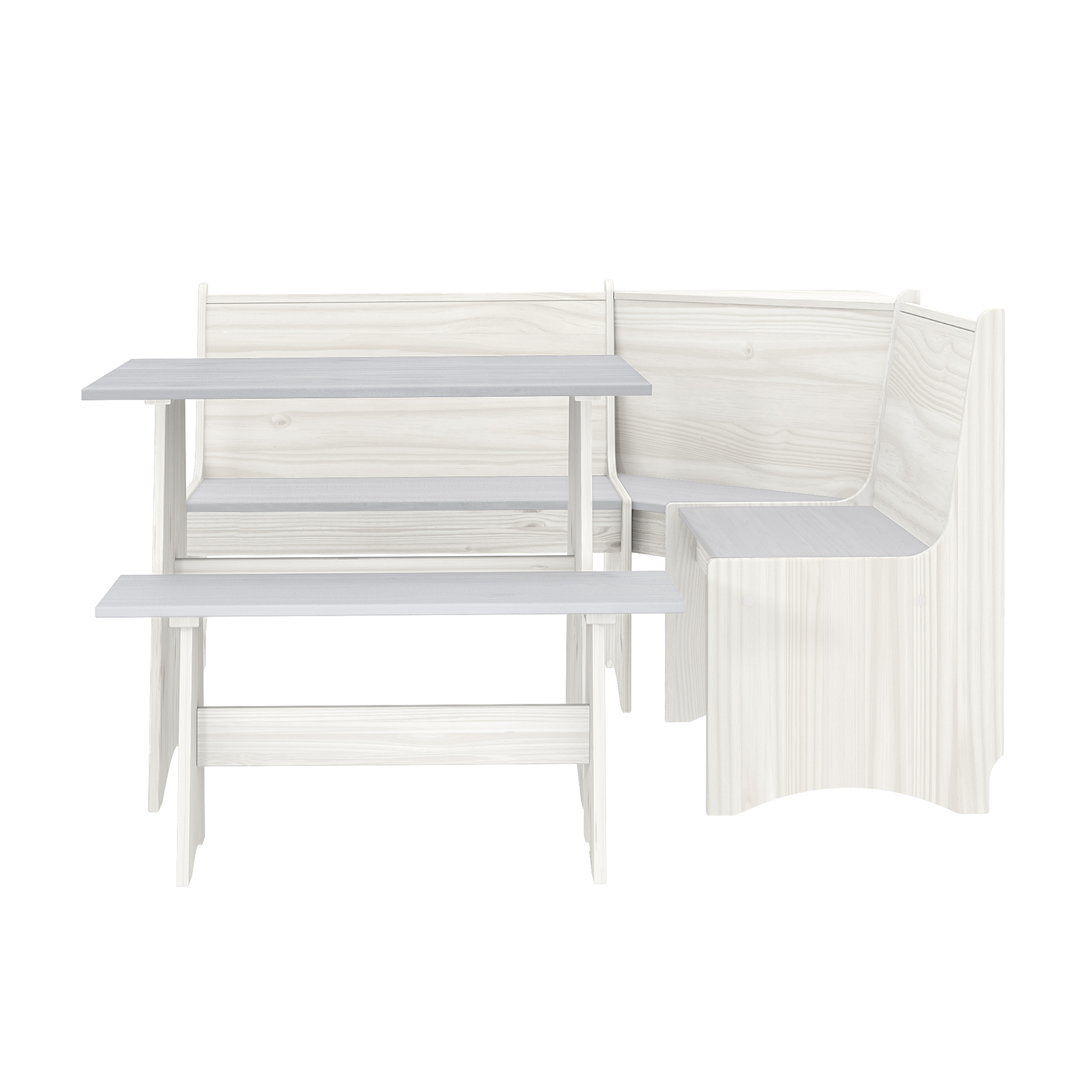 Woven Paths Cottonwood 3-Piece Small Spaces Wood Dining Nook, White/Gray - image 5 of 9