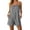 Black, variant on Striped Spaghetti Strap Romper Shorts for Women with Ruffled Neckline and Pockets