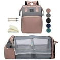 thumbnail image 1 of Mochila para pañales Houscly con cambiador rosa, 1 of 7