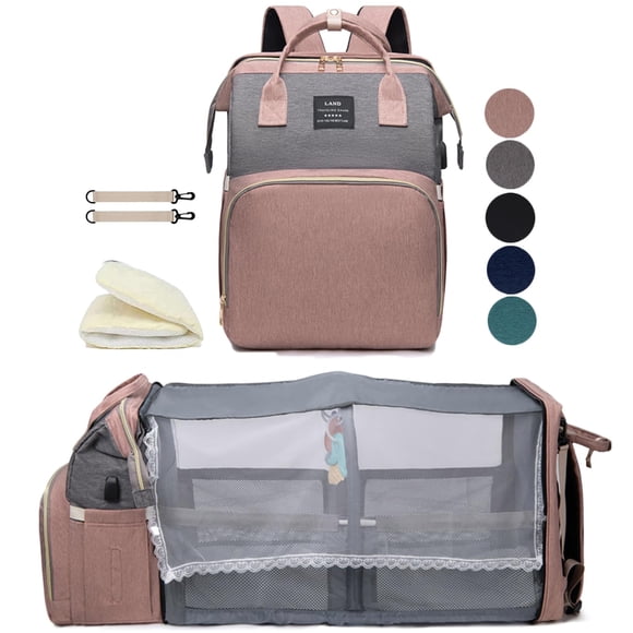 Mochila para pañales Houscly con cambiador rosa