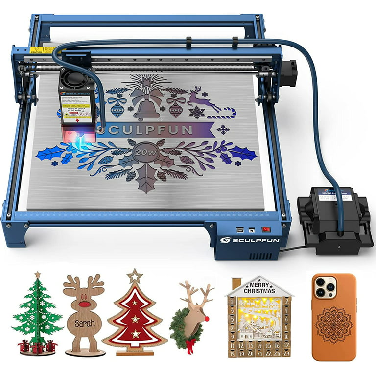 SCULPFUN S30 Pro Max Laser Engraver with Auto Air Assist, 20W Output Power  CNC Laser Cutter, 130W Higher Accuracy Laser Engraving Machine for  Colorizing Metal Engraving, Area Expandable to 36.8x35.6 