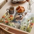 thumbnail image 3 of A Dog Placemats Set of 2, Play Among The Flowers Butterfly Watercolor Non-Slip Place Mats Washable Table Mats for Kitchen Dining Table Decorations Indoor/Outdoor, 3 of 9