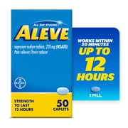 Aleve Caplets Naproxen Sodium Pain Reliever, 50 Count