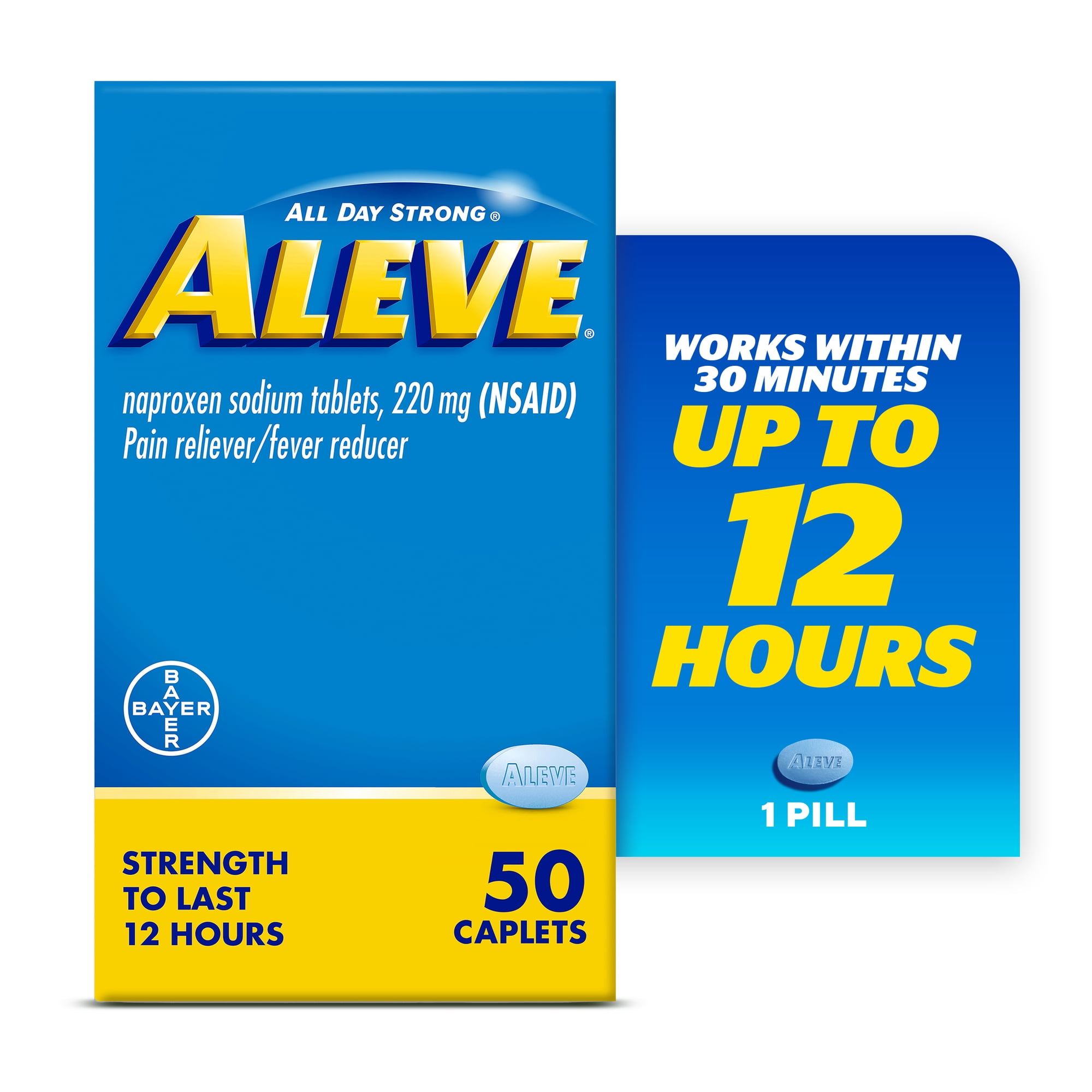 Aleve Caplets Naproxen Sodium Pain Reliever, 50 Count