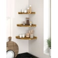 thumbnail image 4 of Afuly Floating Corner Shelves for Wall, Rustic Solid Brown Wood Wall Mounted Corner Shelf, 3 Set, 4 of 10