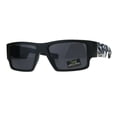 thumbnail image 1 of Locs Mens Gangster Skull Print Arm Plastic Rectangular Sunglasses All Black, 1 of 4