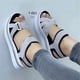 thumbnail image 1 of Sandalias de plataforma de talla grande, sandalias planas de playa con velcro para mujer, 1 of 6