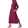thumbnail image 2 of Vestido largo casual de manga larga con mangas largas para mujer Tomshoo Borgoña XXXL, 2 of 7