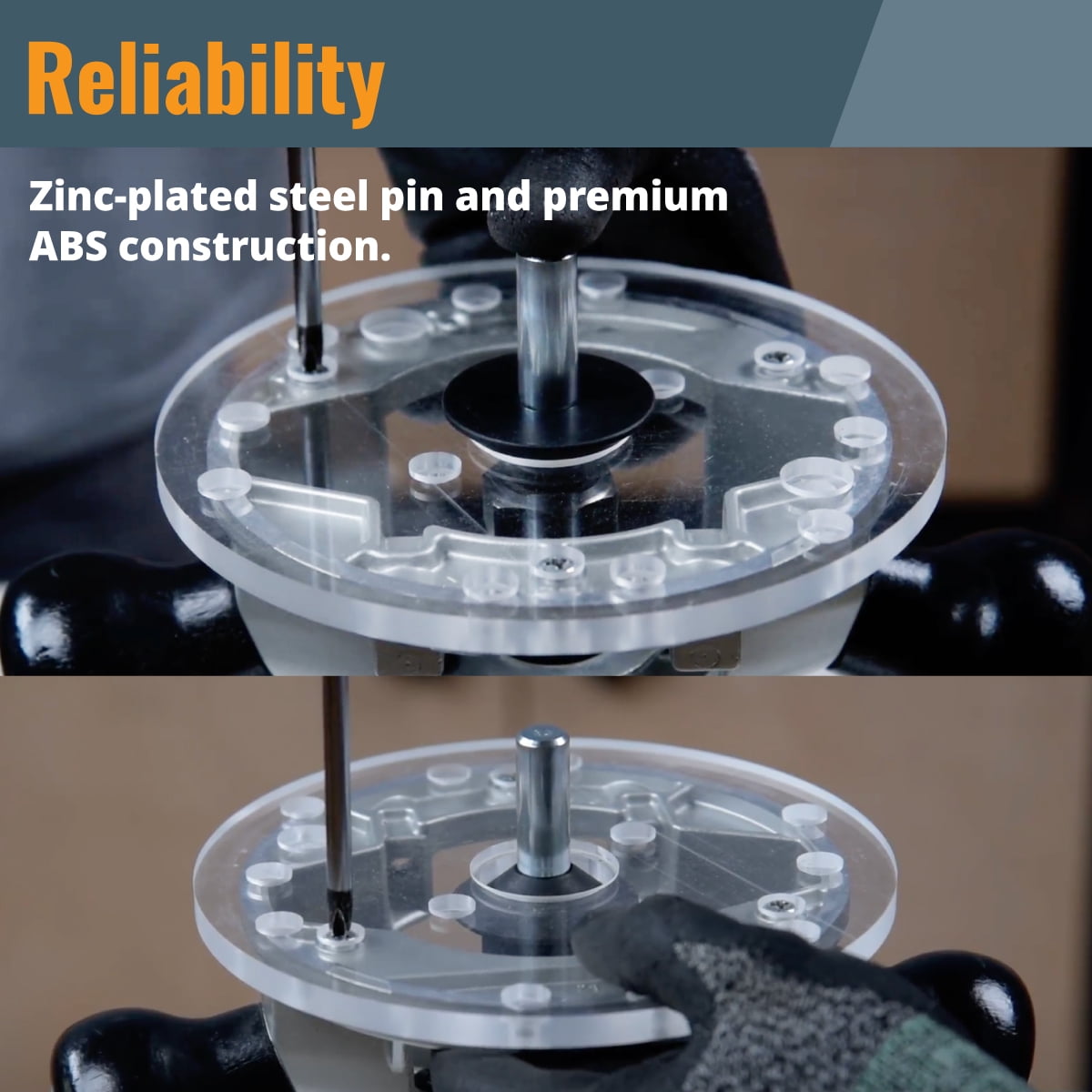 POWERTEC Solid Carbide Downcut Spiral Router Bit 1/4 Shank with Router Bushing, Collar, Alignment Pin, and Router Base Plate Centering Pin and Cone Set with 1/2" and 1/4" Ends (72132N)