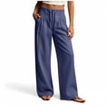 thumbnail image 7 of Horkkom Pants for Women Cotton High Waisted Drawstring Pants Casual Loose Pleated Pants with Pockets XL, 7 of 7