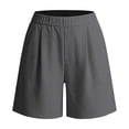 thumbnail image 3 of Vivianyo HD Women's Elastic Waist Pleated Knee Length Shorts, Straight Leg Solid Casual Mid Short Bottoms for Women, Women's Gray, Sizes S-2XL, 3 of 5