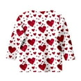 thumbnail image 4 of Hiijoy Big Girls Valentine's Day T Shirt Heart Prints 3/4 Sleeve Crew Neck T-Shirt, 4 of 4