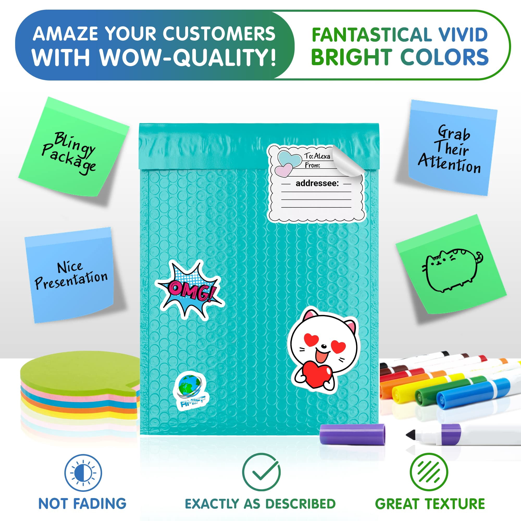 Teal Poly Bubble Mailers Self Seal, 5 x 9 Inch. 25 Pack Bubble Packaging Envelopes for Shipping. Durable Sealed Mailing Envelopes Bubble Padded. Waterproof Bubble Bags for Shipping