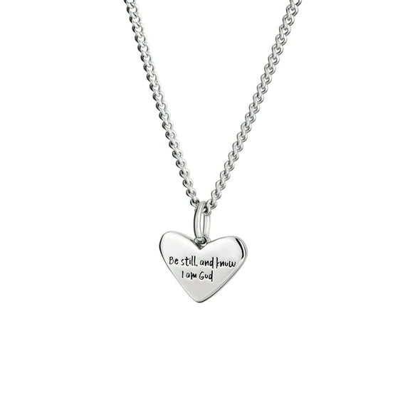 Women's Stainless Steel Be Still Heart Necklace - Psalm 46:10 by Shields of Strength