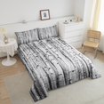 thumbnail image 4 of Birch Tree Bedding Set Gary Black Themed Queen Comforter Set,Natural Jungle Botancial Print Quilt Set,Abstract Trunk Pattern Down Comforter for Kids Boys Bedroom Decor, 4 of 7