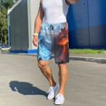 thumbnail image 5 of Bixox Men's Red And Blue Fire Mountains printed lightweight casual shorts, soft sleep shorts with pockets., 5 of 5