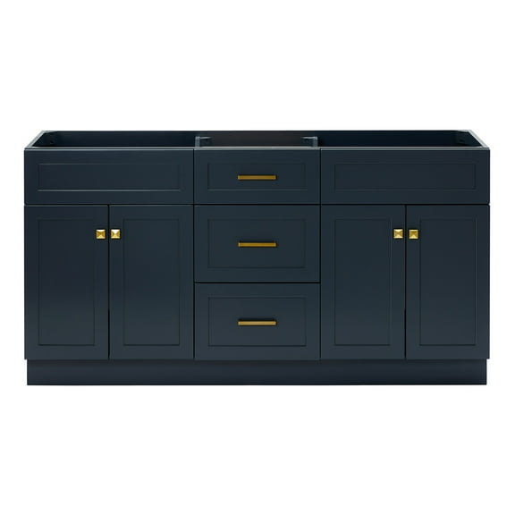 Ariel Hamlet 66 Inch Double Sink Base Cabinet In Midnight Blue