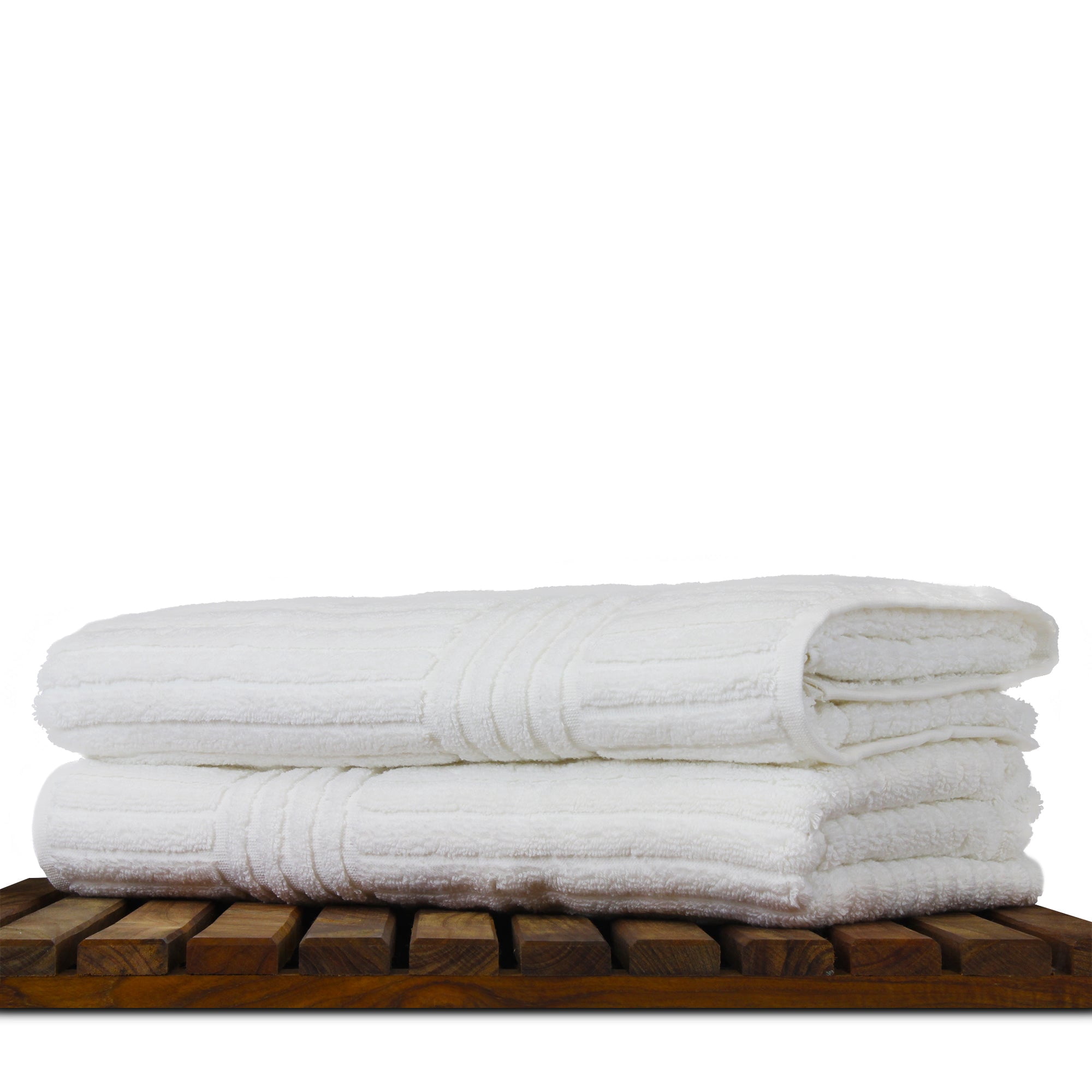 Luxury Hotel & Spa Towel 100% Pure Turkish Cotton Ribbed Channel Pattern - Bath Towel (Bath Towel - Set of 2, White)