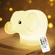 Nice Dream Elephant Night Light , 8 Color Changing Baby Squishy Night Light for Kids Room, Animal Lights for Girls and Boys Elephant Gifts