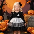 thumbnail image 4 of ASEIDFNSA Girls Halloween Ghost Dress with Headband Long Sleeves Tulle Skirt and Ruffle Hem (Black,4-5 Years), 4 of 4