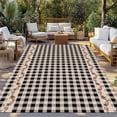thumbnail image 2 of Western Texas Star Retro Outdoor Rug for Patio/Deck/Porch, Non-Slip Large Area Rug 5 x 8 Ft, Country Vintage Black Beige Plaid Indoor Outdoor Rugs Washable Area Rugs, Camping Rug Carpet Runner, 2 of 8