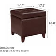 thumbnail image 3 of Homebeez Tufted Faux Leather Storage Ottoman Square Cube Foot Rest Stool with Flip Top (Brown), 3 of 14