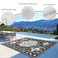 thumbnail image 3 of Black Grey Outdoor Rug 5x7 Ft - Reversible Patio Rug Outdoor Camping Rugs, Boho Vintage Print Distressed Brick Patterns Indoor Outdoor Area Rugs, Non-Slip Outdoor Carpet Runner for Deck/Porch, 3 of 8