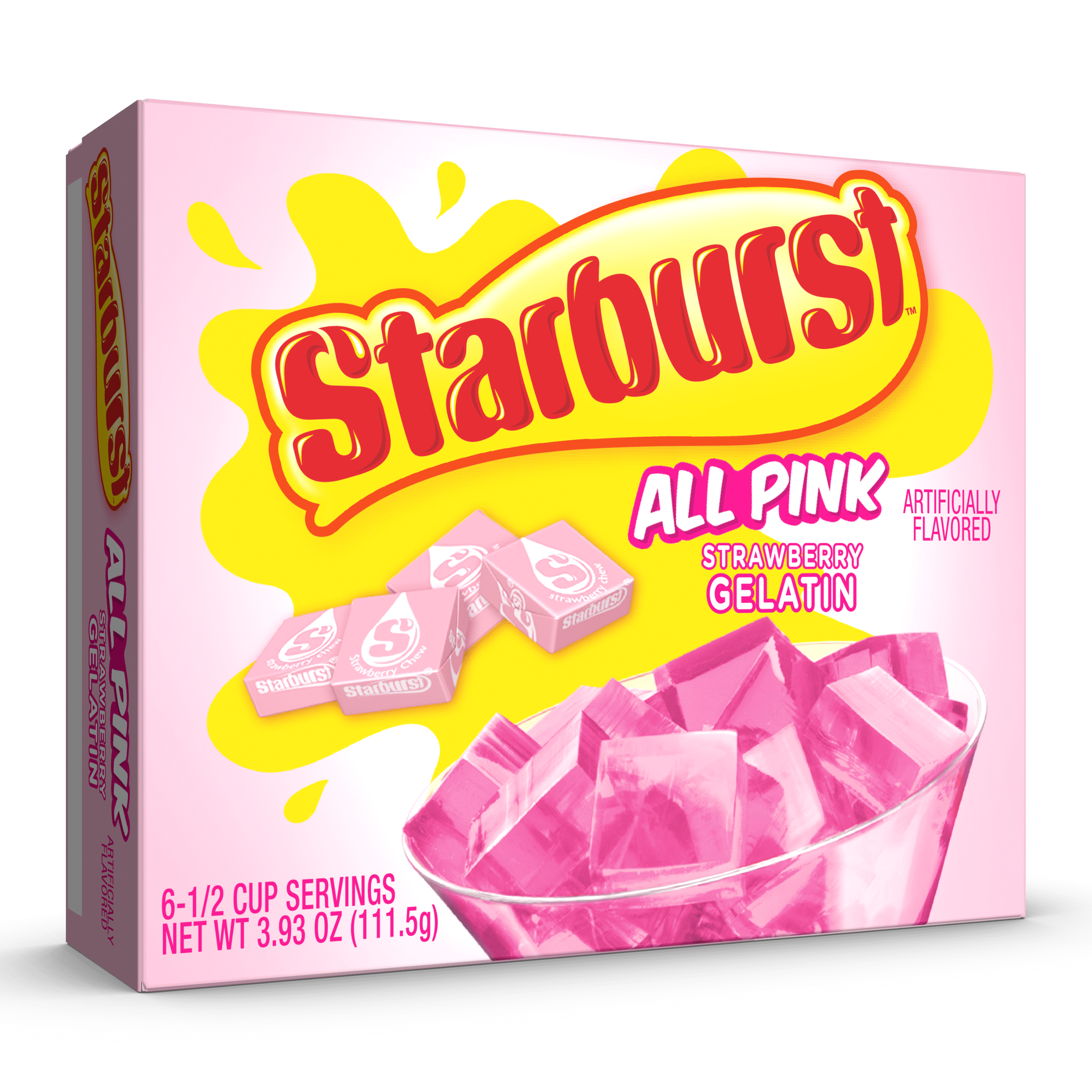 Starburst All Pink Strawberry Gelatin Mix, 6 Servings, 3.93 oz
