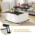 thumbnail image 3 of Table Basse Carrée avec Plateau Relevable et Rangement, Table Centrale en Bois pour Salon, Blanc et Noir, 3 of 6