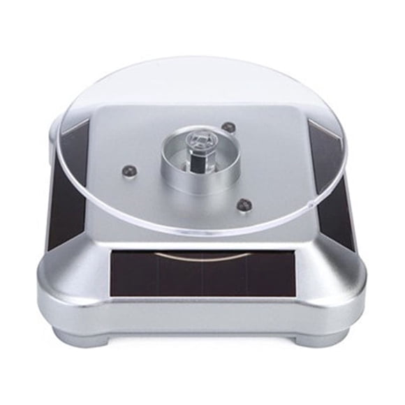 Sonducket Vitrina solar Giratorio Ahorro de energía Respetuoso con el medio ambiente Soporte de exhibición Tocadiscos liviano Ropa, zapatos y accesorios Miscelánea Plata