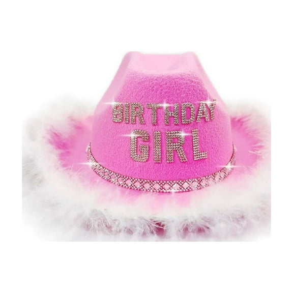 HNMKIU Western Style Girls Cowboy Hat For Birthday Party Celebrations Photo And Festive Kids Events Pink,4-10