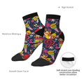 thumbnail image 6 of Rateoe Rock Music Pattern Quarter Crew Socks,Toe Seamed Ankle Socks,Cotton Cushioned Breathable Athletic Crew Sports Socks, 6 of 7