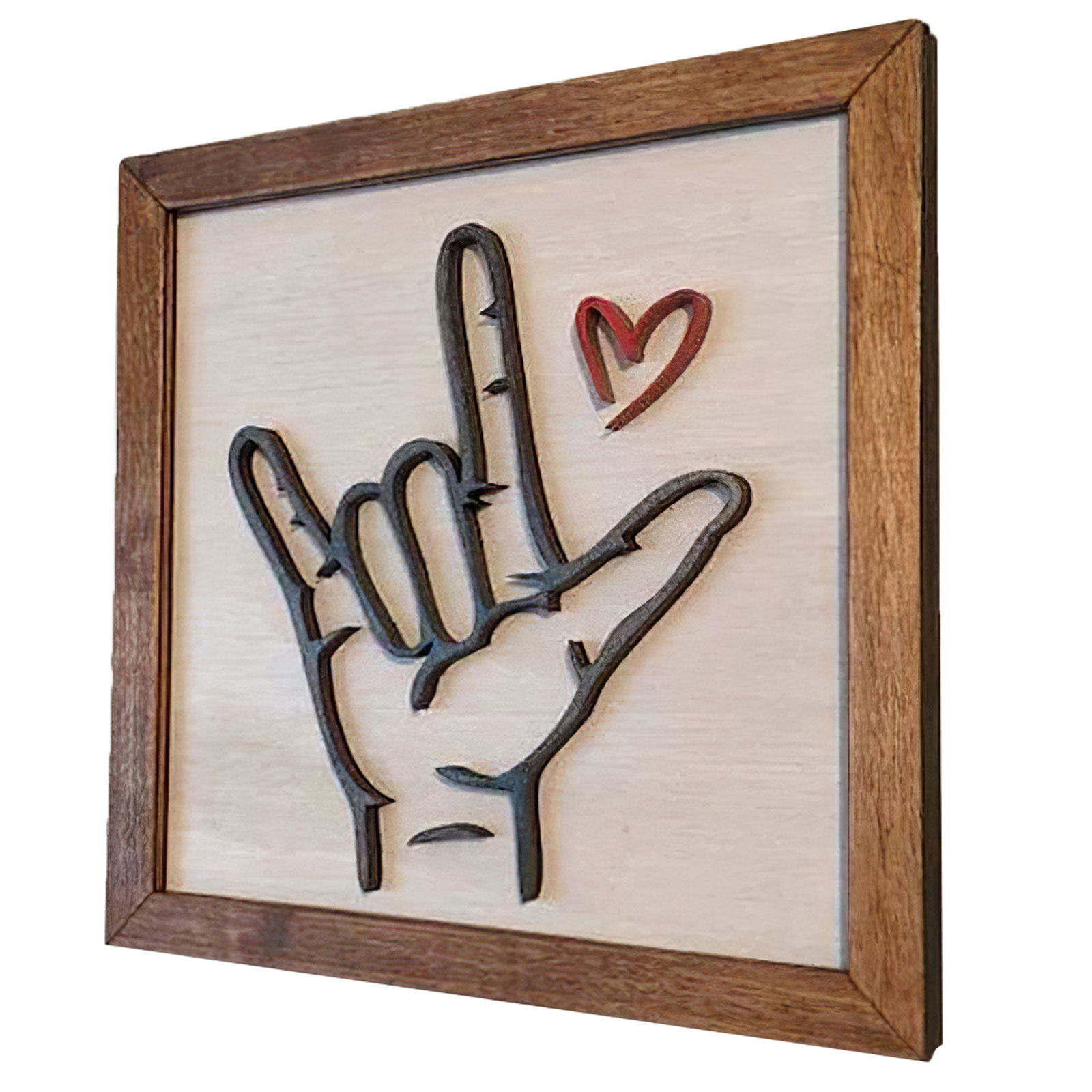 Sign Language I Love You Wooden Picture Frame Painting Wooden Showing Your Love for Home