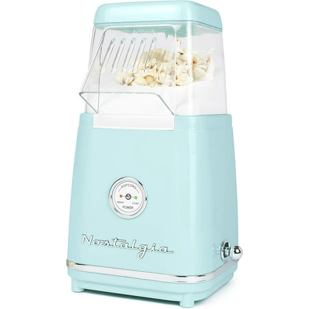 

luxury Nostalgia Hot-Air Electric Popcorn Maker 12 Cups Healthy Oil Free Popcorn with Measuring Scoop Retro Aqua