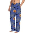 thumbnail image 3 of Mens Pajama Pants - Soft Sleep & Lounge Pants for Men, Halloween bats Lantern spiderweb Cuteness Casual PJ Bottoms Pants with Pockets, 3 of 5