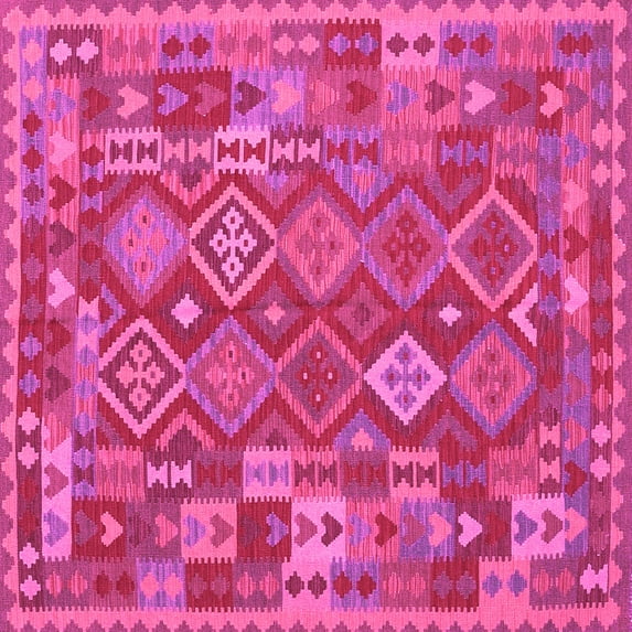 Ahgly Company Indoor Square Oriental Pink Traditional Area Rugs, 4' Square