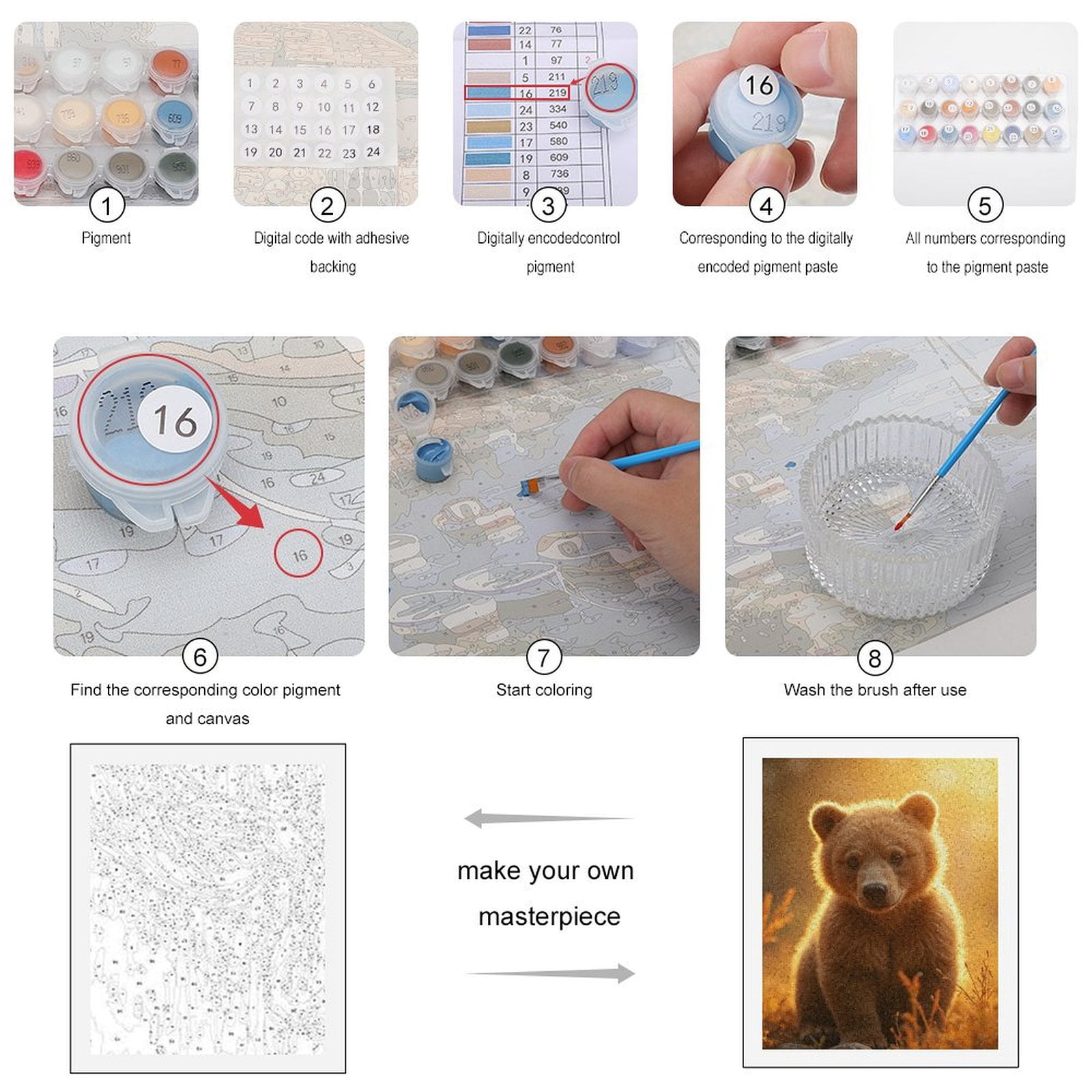 Paint by Numbers Kit for Adults, Golden Sunrise Bear Cub Paint by Numbers, Easy Paint by Numbers Kit for Adults Beginner, DIY Adult Paint by Number Kits on Canvas, Home Decor