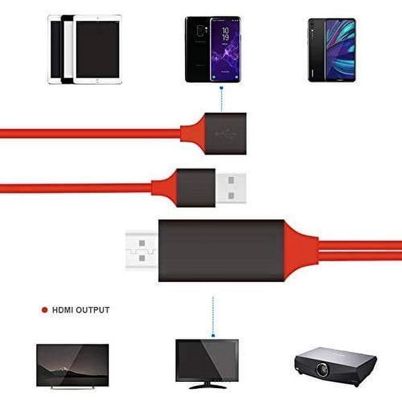 EIGTHTAIL Smartphone to HDTV Projector Cable 1080P Phone to TV Mirroring Adapter Cable to Connect Phone to TV for Android IOS for iPhone Red