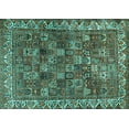 thumbnail image 1 of Ahgly Company Machine Washable Indoor Rectangle Persian Turquoise Blue Traditional Area Rugs, 2' x 5', 1 of 4