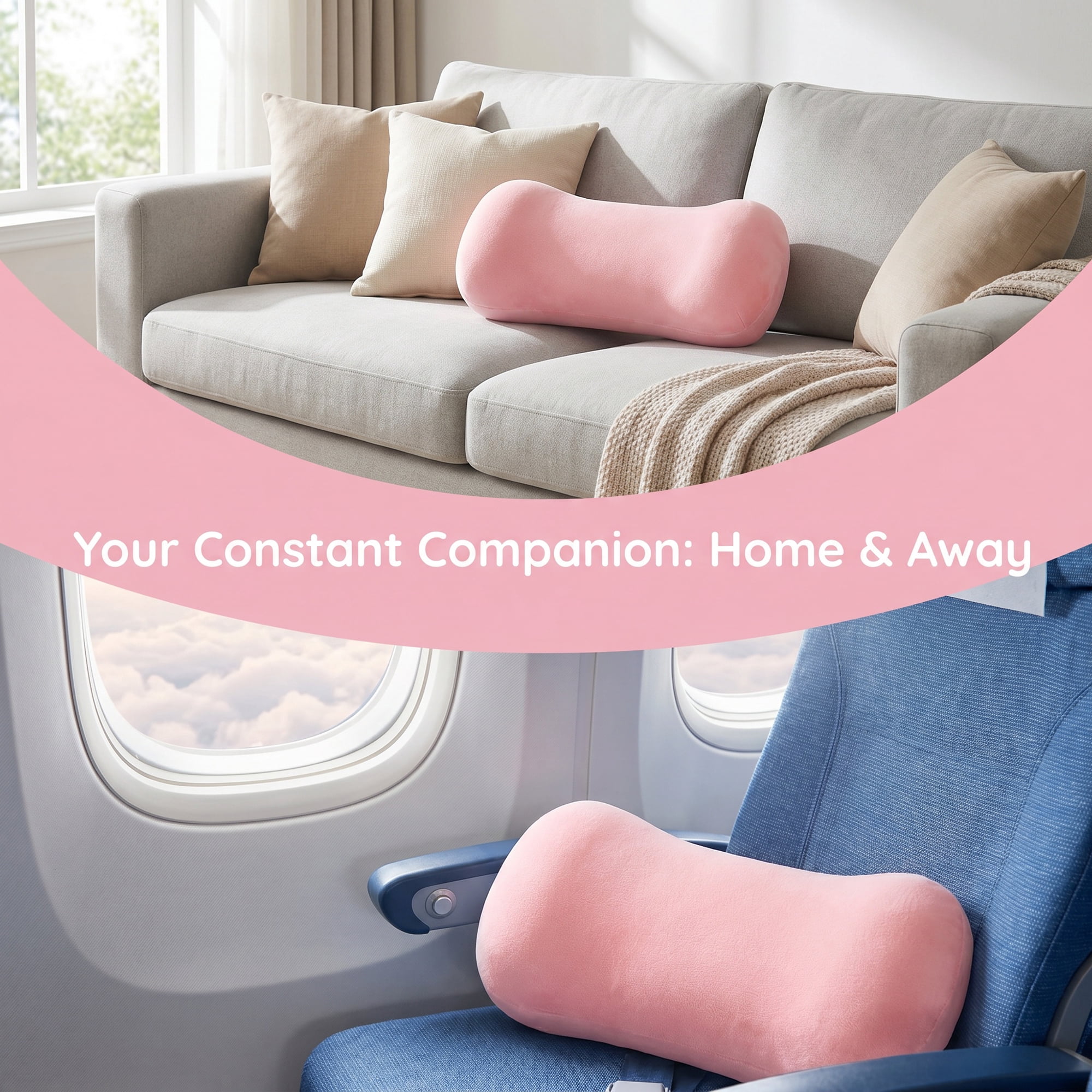 Unique Bargains Neck Pillow Sponge Cervical Support for Sleeping Pink B 16.5"x7.9"x4.3"