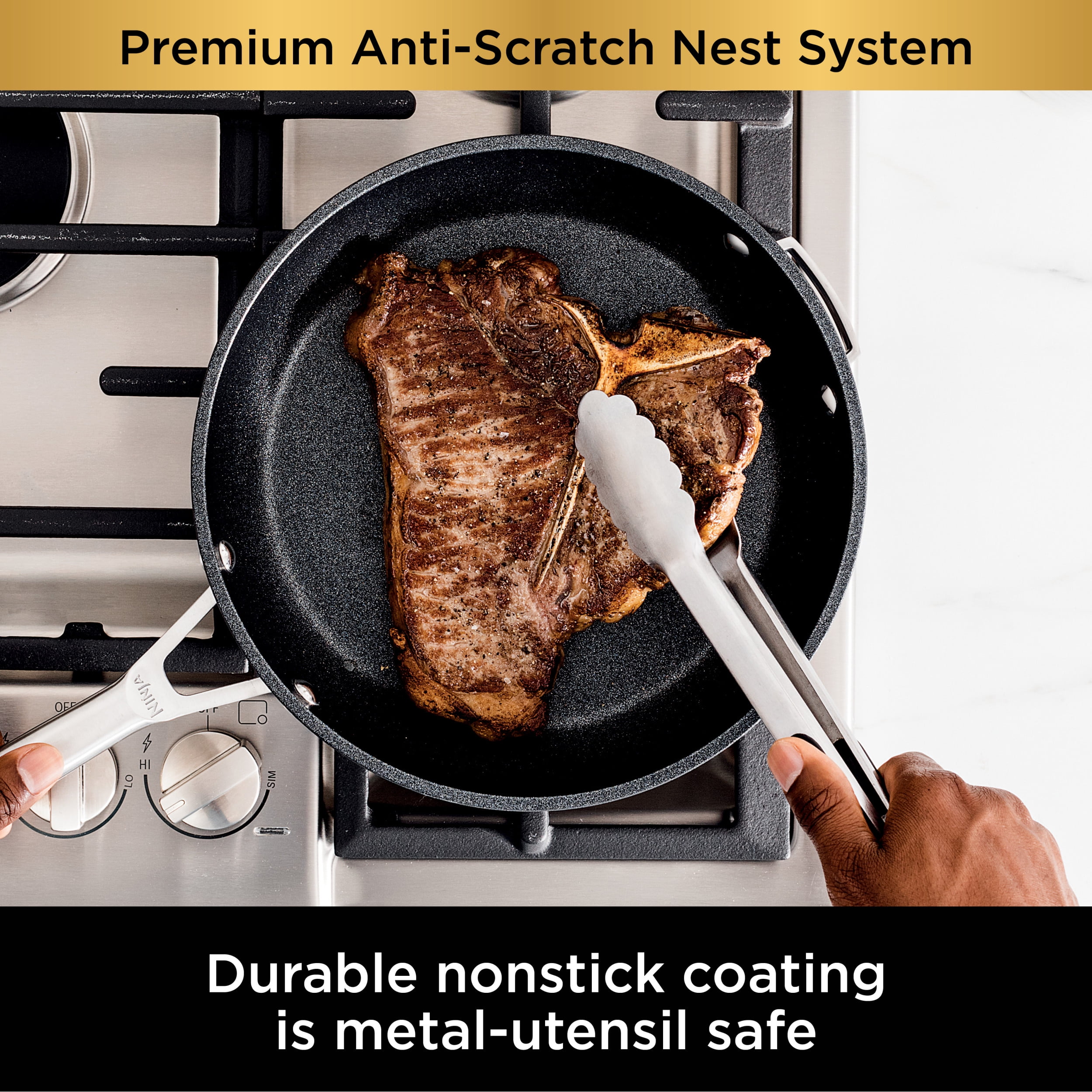 Ninja NeverStick Premium Anti-Scratch Nest System, 10-Piece Cookware Set C59500
