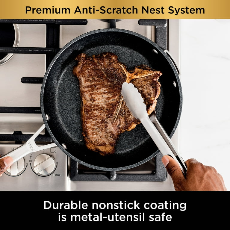 Ninja NeverStick Pots & Pans, Premium Anti-Scratch Nest System, 10