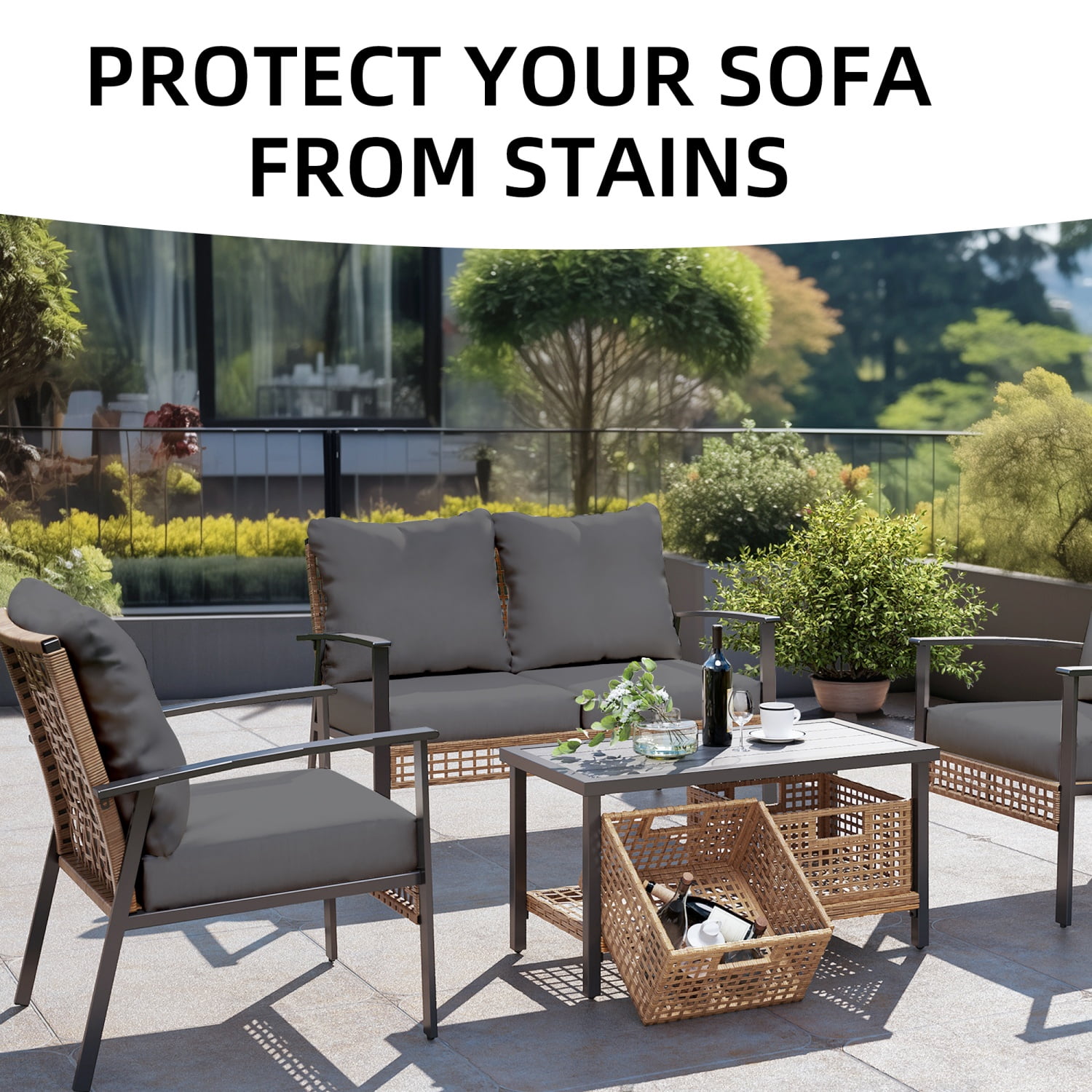 SUKAIKEQA Outdoor Cushion Covers Set,8PCS Patio Furniture Couch Seat Slipcovers, Replacement for Sofa Sectional Chair(Cover，Only)