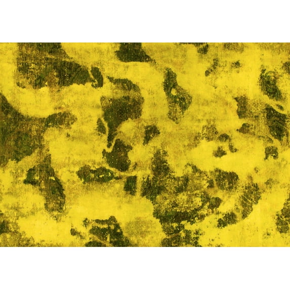 Ahgly Company Machine Washable Indoor Rectangle Abstract Yellow Modern Area Rugs, 2' x 5'