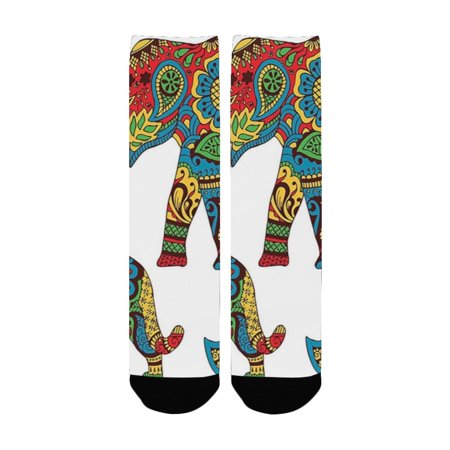 

Hamsa Decor African Savannah Animals Paisley and Hamsa Hand Pattern with Oriental Ornate Malaysian P Women s Custom Socks (Made In USA)