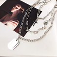 thumbnail image 4 of Collar con colgante de candado de luna JAMW cadena larga con personalidad capas punk para mujeres y niñas plata metal, 4 of 5