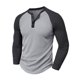 thumbnail image 1 of Blusas y camisas de manga larga y cuello redondo para hombre, blusas casuales de color liso con botones y cuello redondo, blusas de poliéster para hombre, 1 of 6