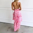 thumbnail image 5 of Women's Tiered Dresses Flowy V Neck Sleeveless Dresses with Ruffle Hem Summer Floral Print Maxi Sundress Formal Wedding Guest Pink M, 5 of 5