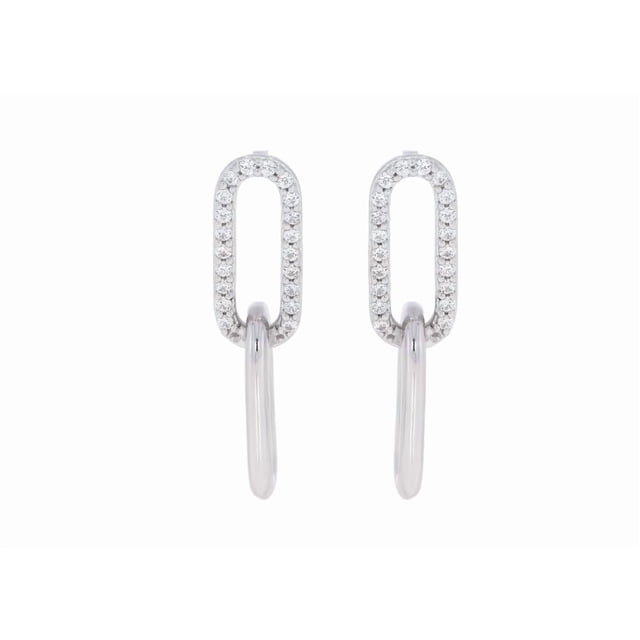 KEEVA JEWELS 14K White Gold 0.16 Carat F-G/VS Round Lab Grown Diamond Paperclip Drop Dangle Earring