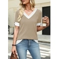 thumbnail image 4 of Ronuti Womens Blouses V Neck Short Sleeve Tops Spring Summer Business Casual Shirts Lightweight Sweaters, 4 of 9